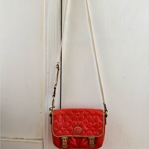 Coach Red-Orange Embossed Shoulder Bag